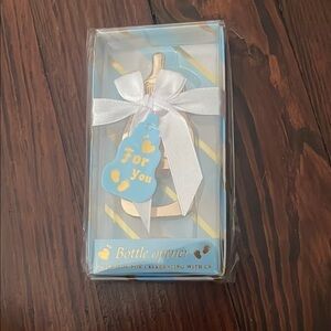 Baby Bottle Shaped Bottle Opener with Ribbon Baby Shower Gift Boy